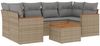 vidaXL 7-tlg. Garten-Sofagarnitur mit Kissen Beige Poly Rattan 3225800 Bild 2