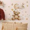 Montegoni Wandsticker Wolken Teddybär Wandsticker Kinderzimmer Wandtattoo mit Hase Sterne (Mehrteiliges Motivset, 1er Set Boho Wandsticker), Selbstklebend, Ablösbar, Glänzend, Mehrteilig, Dekorativ Bild 4