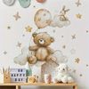 Montegoni Wandsticker Wolken Teddybär Wandsticker Kinderzimmer Wandtattoo mit Hase Sterne (Mehrteiliges Motivset, 1er Set Boho Wandsticker), Selbstklebend, Ablösbar, Glänzend, Mehrteilig, Dekorativ Bild 3