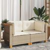 vidaXL Garten-Ecksofas mit Kissen 2 Stk. Beige Poly Rattan 365916 Bild 3