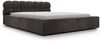 GRAINGOLD Plaza Polsterbett 120x200, Doppelbett mit Bettkasten, gepolstertes Kopfteil, Velour-Stoff, Dunkelgrau Bild 2