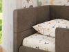 Jugendbett, Kinderbett mit Kopfteil ARVO ALTA 90 x 200 cm, Polsterbett mit Stauraum, hoher Schlafkomfort - Braun Velvet - Links Bild 5