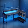ODK Gamingtisch L Form mit LED-Beleuchtung und integrierter Steckdose (1-St), 120cm Schwarz Eckschreibtisch mit Monitorständer und Stauraum Bild 2