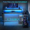 ODK Gamingtisch L Form mit LED-Beleuchtung und integrierter Steckdose (1-St), 120cm Schwarz Eckschreibtisch mit Monitorständer und Stauraum Bild 4
