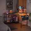 ODK Gamingtisch L Form mit LED-Beleuchtung und integrierter Steckdose (1-St), 120cm Schwarz Eckschreibtisch mit Monitorständer und Stauraum Bild 3