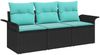 vidaXL Sofa Set mit Kissen 3 pcs Schwarz und Blau Poly-Rattan 3345226 Bild 2