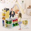 COSTWAY Supermarkt mit Einkaufswagen, Supermarktstand mit Tafel, inkl. Registrierkasse, Scanner, Kartenlesegeraet, Kreditkarte und Muenzen, Rollenspielzeug fuer Kleinkinder ab 3 Jahre alt Bild 2