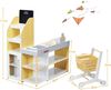 COSTWAY Supermarkt mit Einkaufswagen, Supermarktstand mit Tafel, inkl. Registrierkasse, Scanner, Kartenlesegeraet, Kreditkarte und Muenzen, Rollenspielzeug fuer Kleinkinder ab 3 Jahre alt Bild 5