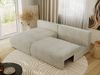 Ecksofa mit Schlaffunktion, lockere Kissen, Wohnzimmerecke mit L-förmigem und Bettkästen, Wellenfeder auf dem Sitz - VIVO - Beige Velours - linke Seite Bild 4