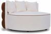 Casa Padrino Luxus Sofa Weiß / Braun Ø 132 cm - Rundes Wohnzimmer Sofa Bild 2
