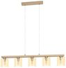 EGLO Hängeleuchte CASTRALVO Pendellampe, Stahl, Holz und Glas, E27, IP20, Esszimmerlampe, ohne Leuchtmittel, Pendelleuchte, L121 x B15 x H110 cm, nickel-matt, braun, amber, 5X28W Bild 5