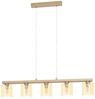 EGLO Hängeleuchte CASTRALVO Pendellampe, Stahl, Holz und Glas, E27, IP20, Esszimmerlampe, ohne Leuchtmittel, Pendelleuchte, L121 x B15 x H110 cm, nickel-matt, braun, amber, 5X28W Bild 4