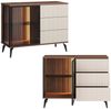 Lomadox Wohnzimmer-Set VIC-160, (Mega-Spar-Set, 3-St, Lowboard Kommode Highboard), Eiche Kaschmir Beige Rillen inkl. Beleuchtung Metallfüße Push-to-open Bild 2