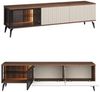 Lomadox Wohnzimmer-Set VIC-160, (Mega-Spar-Set, 3-St, Lowboard Kommode Highboard), Eiche Kaschmir Beige Rillen inkl. Beleuchtung Metallfüße Push-to-open Bild 4