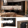 Eckküche R-Line Schwarz Hochglanz/Goldkraft Eiche 287 x 46 cm ohne Arbeitsplatte Vicco Bild 2