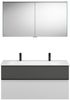 Burgbad FIUMO Waschtisch Set mit Spiegelschrank 122 cm breit, Anthrazit/Weiß, Doppelwaschbecken Gussmarmor Weiß Bild 2