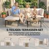 Outsunny Sitzgruppe mit 3 Sessel, Glastisch, Hocker, Breit & Tief Sitz, abnehmbar Kissen, (Lounge Set, 5-tlg, Polyrattan Gartenmöbel Set), für Garten Terrasse Khaki Bild 4