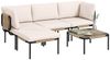 Outsunny Sitzgruppe mit 3 Sessel, Glastisch, Hocker, Breit & Tief Sitz, abnehmbar Kissen, (Lounge Set, 5-tlg, Polyrattan Gartenmöbel Set), für Garten Terrasse Khaki Bild 2