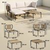 Outsunny Sitzgruppe mit 3 Sessel, Glastisch, Hocker, Breit & Tief Sitz, abnehmbar Kissen, (Lounge Set, 5-tlg, Polyrattan Gartenmöbel Set), für Garten Terrasse Khaki Bild 3