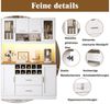 i@home Küchenbuffet Küchenhochschrank mit LED-Beleuchtung & Steckdose 6 Türen + 2 Schubladen + Weinregal, 120x36,3x180 cm, Weiß Bild 2