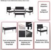 Poly-Rattan Garnitur HWC-F56, Balkon-/Garten-/Lounge-Set Sitzgruppe ~ grau, Kissen dunkelgrau Bild 2