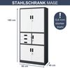 Aktenschrank abschließbar FILIP - mit Tresor & Schubladen| Büroschrank aus Stahl Metallschrank Werkstatt Mehrzweckschrank Werkzeugschrank, 185x90x40cm Anthrazit-Weiß Bild 2