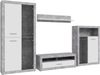 Forte FINLEY Wohnwand 330, moderne Wohnwand mit TV Schrank, Vitrine, Wandpaneel und Kommode, Holzwerkstoff, Weiß mit Betonoptik Akzenten, 328,4 cm breit x 193,7 cm hoch x 41 cm tief Bild 4