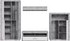 Forte FINLEY Wohnwand 330, moderne Wohnwand mit TV Schrank, Vitrine, Wandpaneel und Kommode, Holzwerkstoff, Weiß mit Betonoptik Akzenten, 328,4 cm breit x 193,7 cm hoch x 41 cm tief Bild 5