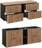 Waschbeckenunterschrank 140 cm mit Regal XANTEN-56 in anthrazit mit Eiche Nb. schwarz gerillt, B/H/T: ca. 140,6/59,2/46,5 cm Bild 3