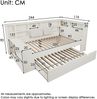 Merax Einzelbett 90x200cm in Weiß, Stauraumbett mit Ausziehbett, 3-seitigen Ablagen & integriertem USB-/Type-C-Laden – Funktionales Bett fürs Kinder- & Jugendzimmer, ohne Matratze Bild 4