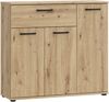 Forte NIKO Kommode 90, Skandi-Kommode, 3-türig, 1 Schublade, Holzwerkstoff, Wohn-/Schlafzimmer, Artisan Eiche Holzdekor, 89,6 cm breit x 81,7 cm hoch x 29,1 cm tief Bild 3
