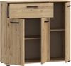 Forte NIKO Kommode 90, Skandi-Kommode, 3-türig, 1 Schublade, Holzwerkstoff, Wohn-/Schlafzimmer, Artisan Eiche Holzdekor, 89,6 cm breit x 81,7 cm hoch x 29,1 cm tief Bild 5