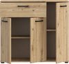 Forte NIKO Kommode 90, Skandi-Kommode, 3-türig, 1 Schublade, Holzwerkstoff, Wohn-/Schlafzimmer, Artisan Eiche Holzdekor, 89,6 cm breit x 81,7 cm hoch x 29,1 cm tief Bild 4