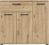 Forte NIKO Kommode 90, Skandi-Kommode, 3-türig, 1 Schublade, Holzwerkstoff, Wohn-/Schlafzimmer, Artisan Eiche Holzdekor, 89,6 cm breit x 81,7 cm hoch x 29,1 cm tief Bild 2
