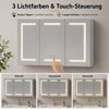 Simurq Spiegelschrank Badezimmerspiegelschrank 3 türig Hängeschrank mit LED Beleuchtung (3 Farbtemperaturen Dimmbar) Badspiegelschrank 100 x 13,5 x 60 cm mit Steckdosen, Anti-Fog Bild 4
