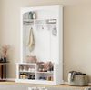 Moderne Flursitzbank mit Schuhschrank und Garderobenfunktion in Weiß 190cm Höhe 120cm Breite Praktische Sitzbank mit verstellbaren Einlegeböden và Ablageflächen Stabile Eingangsbank für Diele và Flurbereich Mit Kippsicherung Hochwertige Spanplatte, 190... Bild 5