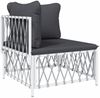 vidaXL 3-tlg. Garten-Lounge-Set mit Kissen Weiß Stahl 3186846 Bild 4