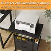 OYRREU Druckertisch mit Seitentasche & Ablage, 60 cm Platte, 2 Schubladen, rollbar (Mobiler Aktenschrank mit Rollen 1-St, Kommode Holzoptik & Metallrahmen), Höhe 65cm, Mehrzweck, Büroschrank für Dokumente und Akten Bild 4