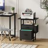 OYRREU Druckertisch mit Seitentasche & Ablage, 60 cm Platte, 2 Schubladen, rollbar (Mobiler Aktenschrank mit Rollen 1-St, Kommode Holzoptik & Metallrahmen), Höhe 65cm, Mehrzweck, Büroschrank für Dokumente und Akten Bild 3