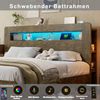 Bettgestell mit Stauraum aus Holz, hydraulischem Hubsystem, LED-Kopfteil, integrierten Steckdosen und Staufächern, modernes Plattformbett in Vintage-Holz 180*200 Bild 5