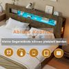 Bettgestell mit Stauraum aus Holz, hydraulischem Hubsystem, LED-Kopfteil, integrierten Steckdosen und Staufächern, modernes Plattformbett in Vintage-Holz 180*200 Bild 3