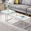 Satztisch Glas Metall 2er Set Modern Couchtisch Weiß Bild 2