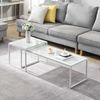 Satztisch Glas Metall 2er Set Modern Couchtisch Weiß Bild 3
