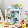 Songmics Kinderzimmerregal, multifunktionale Ablage mit 2 Aufbewahrungsboxen, Sticker mit Weltall-Motiven, weiß, 93 x 30 x 100 cm (LxBxH) Bild 3