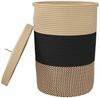 vidaXL Aufbewahrungskorb mit Deckel Schwarz & Beige Ø37x50cm Baumwolle 358479 Bild 4