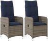 vidaXL Gartenstühle Verstellbar 2 Stk. mit Kissen Grau Poly Rattan 365689 Bild 2