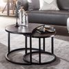 Couchtisch 2er Set Mango Massivholz / Metall Wohnzimmertisch Rund Bild 2