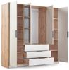Beautysofa Kleiderschrank mit Spiegel LIVO (Schrank mit 11 Regalen, Kleiderstange und 3 Schubladen, optional mit oder ohne Aufsatz) Breite: 196 cm Bild 3