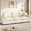 3-Sitzer Sofa Chenille mit umklappbarem Tisch & USB, 242x80x88 cm mit Getränkehalter, Staufach & versteckter Tasche,Beige Bild 3