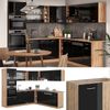 Eckküche R-Line Schwarz Hochglanz/Goldkraft Eiche 247 x 60 cm , AP Eiche Vicco Bild 2